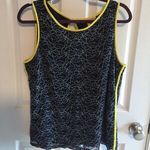 Banana Republic blue yellow lace top size 14 blouse tank sleeveless.